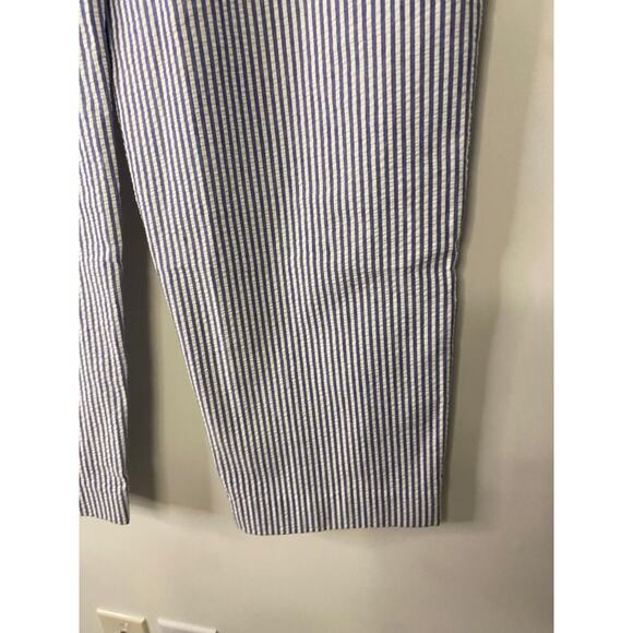 Talbots Blue White Striped Cotton Straight Leg Pants Pockets Work Office 14 - Picture 13 of 14